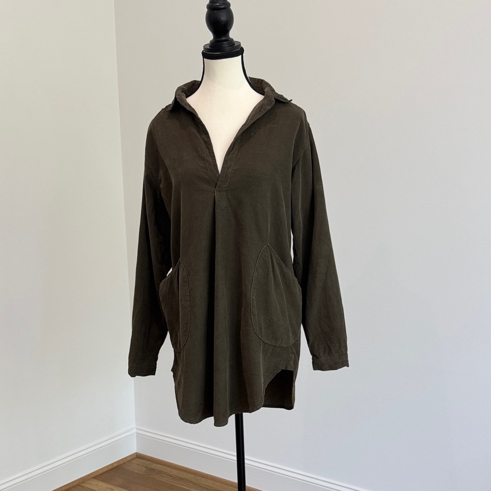 CP Shades Corduroy Tunic Dress Olive Green